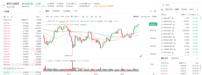 比特币破69000大关，山寨币集体井喷，牛市热潮汹涌来袭！