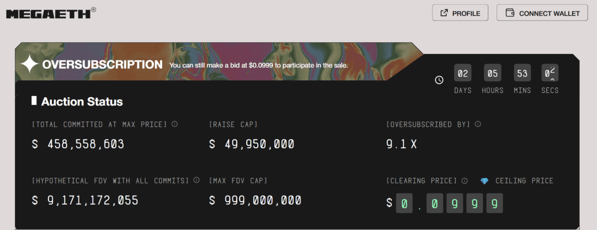 EVM兼容链MegaETH代币闪电售罄，募资近5000万美元！