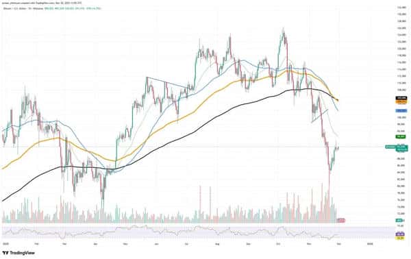 12月1日币圈大地震:比特币9万防线告急、XRP死亡交叉引爆恐慌,SHIB反弹彻底终结?